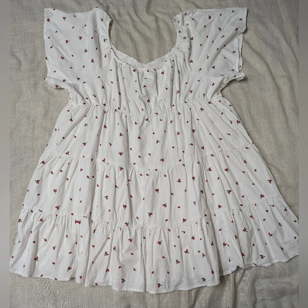 SO 🍓 Strawberry Tiered MIDI Dress - Plus Size 3X - Picture 5 of 13